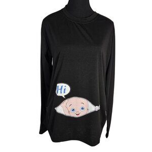NWOT | Funny Maternity Peekaboo Baby "Hi" Graphic Long Sleeve Top | Large